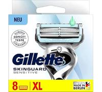 Gillette SkinGuard Sensitive - Cuchillas de afeitar para hombre, 8 cuchillas de repuesto para afeitadora húmeda, con tiras deslizantes mejoradas, aptas para mangos de fusión, regalo para hombres