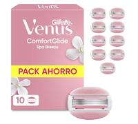 Gillette Venus 10 hojas de afeitar Comfortglide Spa Breeze para mujer, 3 cuchillas integradas para un afeitado suave y suave y duradero