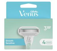 Gillette Venus - Afeitadora para mujeres Pro Smooth Sensitive para pieles sensibles, mango reutilizable y 4 cartuchos de recarga de 3 hojas, cinta lubricante con un toque de aloe vera