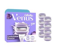 Gillette Venus Comfortglide Breeze Recambios para Maquinilla de Afeitar Mujer, Pack de 8 Cuchillas de Recambio con 3 Hojas Y Banda Lubricante, Depilación Suave