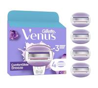 Gillette Venus ComfortGlide Breeze Recambios Para Maquinilla Para Mujer, Pack de 4 Cuchillas De Recambio Con 3 Hojas y Banda Lubricante, Depilación Suave