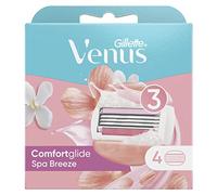 Gillette Venus Comfortglide Spa Breeze - Recambios de cuchillas de afeitar para mujer, paquete de 4, 3 cuchillas integradas para un afeitado suave y apurado que dura