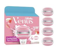 Gillette Venus Comfortglide Spa Breeze - Recambios de cuchillas de afeitar para mujer, paquete de 4 cuchillas integradas para un afeitado suave y apurado que dura