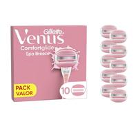 Gillette Venus 10 hojas de afeitar Comfortglide Spa Breeze para mujer, 3 cuchillas integradas para un afeitado suave y suave y duradero