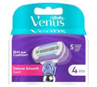 Gillette Venus Cuchillas de afeitar Deluxe Smooth Swirl para mujer, 4 cuchillas de repuesto para maquinilla de afeitar femenina con 5 hojas que proporcionan un afeitado extra suave y duradero