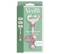 Gillette Venus Deluxe - Maquinilla de afeitar suave y sensible para mujer, 3 unidades, con 5 cuchillas duras como un diamante