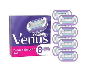 Gillette Venus Deluxe Smooth Swirl - Cuchillas de afeitar para mujer, 8 cuchillas de repuesto para afeitadora con 5 cuchillas