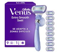 Gillette Venus Deluxe Smooth Swirl Máquinilla de Afeitar Mujer, 1 Mango con 9 Cuchillas de Recambio con 5 Hojas para Una Depilación Suave, Apurada Y Duradera