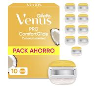 Venus Gillette Pro ComfortGlide Recambios Para Maquinilla De Depilación Con Aroma A Coco Con Crema Hidratante Olay, Pack De 10 Cuchillas De Recambio Con 5 Hojas