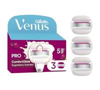 Gillette Venus Pro ComfortGlide Hojas Con Aroma Sugarberry Con Crema Hidratante Olay, 3 Recambios, Mango De Metal Reutilizable Y Soporte Para La Ducha