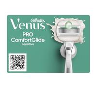 Gillette Venus Pro Comfortglide Sensitive - Cuchillas de sistema (5 unidades, pieza de mano, colgador de ducha y tapa protectora de viaje)