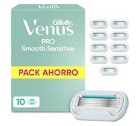 Gillette Venus Pro Smooth Sensitive Recambios para Maquinillas de Afeitar Mujer, Pack de 10 Cuchillas de Recambio con 5 Hojas Y Banda Lubricante, Depilación Suave, Apurada Y Duradera
