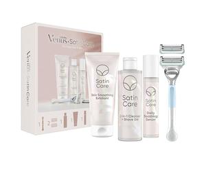 Gillette Venus + Satin Care Set De De Depilación Para Mujer Para Ingles Y Zona Íntima, Maquinilla + 2 Recambios + Gel + Exfoliante + Sérum