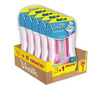 Gillette Venus Sensitive - Cuchillas de afeitar para mujer, 3 + 1, paquete de 20 cuchillas (3 cuchillas), afeitado liso con tira hidratante desechable Gillette, idea de regalo