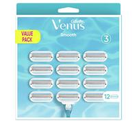 Gillette Venus Smooth - Cuchillas de afeitar para mujer, 12 cuchillas de repuesto para maquinilla de afeitar con 3 cuchillas