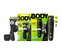 GilletteLabs Body 1UP + i3 Body - Recortadora Corporal Hombre, 3 Accesorios, Negro.