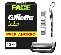 GilletteLabs Cuchillas de Afeitar Hombre, Pack de 10 + Colgante | Recambios para Maquinillas de Afeitar con 5 Hojas Y Banda Lubricante, Compatible con Todas Las Maquinillas Gillette Labs