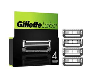 GilletteLabs Hojas Para Maquinilla De Afeitar Para Hombre, Pack De 4 Recambios, Compatibles Con GilletteLabs Con Barra Exfoliante y Heated Razor