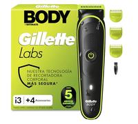 GilletteLabs i3 Body + Intimate Afeitadora Corporal Masculina con 3 Peines, Negro/Verde - Depiladora Corporal Hombre Impermeable, Tecnología Skinfirst, 80 min de Uso, Rasura el Cuerpo Y Zona íntima