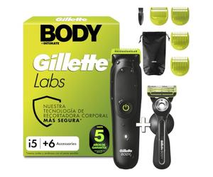 GilletteLabs i5 Body + Intimate Afeitadora Corporal, Maquinilla, Accesorios | Depiladora Corporal con Tecnología Skinfirst + Maquinilla de Afeitar Cuerpo, Rasura Y Afeita El Cuerpo Y La Zona íntima