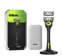 GilletteLabs Máquina de Afeitar Hombre con Barra Exfoliante, Estuche de Viaje, 1 Mango Negro de Metal + 2 Recambios, Cuchillas de Afeitar