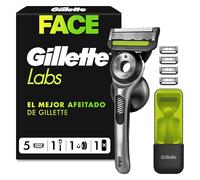 GilletteLabs Maquinilla de Afeitar con Barra Exfoliante Integrada, 1 Mango de Metal, 5 Cuchillas de Recambio con Banda Lubricante, 1 Estuche de Viaje, 1 Colgador de Pared