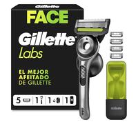 GilletteLabs Maquinilla de Afeitar para Hombre con 5 Recambios | Mango de Metal con Barra Exfoliante Integrada, 5 Cuchillas con Banda Lubricante, Estuche de Viaje Y Colgador de Pared