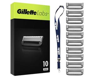 GilletteLabs Pack de 10 Recambios Para Maquinillas De Afeitar, Colgante De Regalo, Cuchillas De Afeitar Con 5 Hojas y Banda Lubricante, Compatible Con Todas Las Maquinillas GilletteLabs