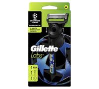 GilletteLabs UEFA Champions League Special Edition Maquinilla De Afeitar Para Hombre Con Barra Exfoliante, 1 Mango + 1 Recambio, Incluye Soporte De Pared