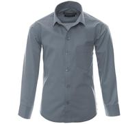 Gillsonz A1New - Camisa de manga larga para niños, fácil de planchar, para fiesta y uso escolar, gris, 152-158