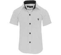 Gillsonz A70vDa - Camisa para niños, para fiesta y ocio, fácil de planchar, manga corta, 7 colores, talla 86-158, Blanco, 152/158 cm