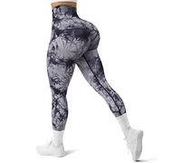 GILLYA Leggings de levantamiento de glúteos para mujer, sin costuras, teñido anudado, leggings de entrenamiento, gimnasio, cintura alta, pantalones de levantamiento de glúteos, 1# Upgrade Black_grey