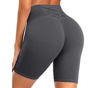 GILLYA Pantalones de yoga con levantamiento de glúteos, sin costuras, fruncidos, con textura, anticelulitis, leggings TIK Tok, gris, S