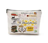 Gilmore - Neceser de cosméticos para mujer, neceser Gilmore Girls Fanartikel, Canvas Makeup Organizer mit Reißverschluss, Kosmetiktasche klein für Handtasche mit Weiß Futte für Fans tragbare, a, De