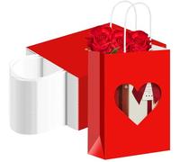 Gilprop 48 bolsas de regalo para el día de San Valentín, bolsas de regalo rojas a granel con ventana de corazón, bolsas de regalo de papel de San Valentín, bolsas de dulces para regalos de fiesta de
