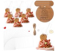 Gilprop 50 juegos de bolsas de palomitas de maíz para inauguración de la casa con etiqueta de agradecimiento y cordel de palomitas de maíz, dulces, galletas, bolsas de regalo para invitados, idea de