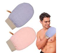 GILWUMO Pack de 2 Guantes de Exfoliación Corporal - Eliminación Efectiva de Células Muertas para Piel Suave y Sedosa, Mejora la Circulación Cutánea - Perfecto para Baño o Ducha, rosa,violeta grisáceo