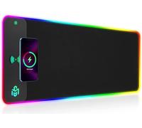 GIM 10W Wireless Charger Extended RGB Mouse Pad, Antideslizante Base de Goma 10 Modos de iluminación 4mm Ultra Grueso para Samsung Galaxy S10/S9/S8 Plus Note 9/8 iPhone 8/X/XR/XS/11/11 Pro