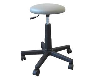 GIMA 27956 Taburete con asiento acolchado y ruedas, 53-71 cm de altura ajustable, gris