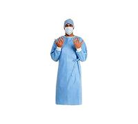 Gima - Bata quirúrgica desechable de 40 g, en SMMS, no estéril, repelente al agua, talla M, puño de punto, cuello de velcro, 100 piezas (10 bolsas de 10 piezas)