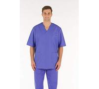 Gima - Casaca 100% algodón de excelente calidad, unisex, cuello en V, media manga redondeada, línea profesional, para médicos, veterinarios, enfermeras y personal sanitario, azul (índigo), L