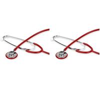 GIMA, Fonendoscopio tradicional de aluminio, ligero, con arco de latón y goma quitafrío, tubo rojo, 32561 (Paquete de 2)