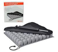 GIMA ref 28544 Cojín inflable de aire anti-decúbito 40x40x6cm con recubrimiento de poliéster, bomba y kit de reparación, color gris, para asistencia médica a los ancianos, carga máxima 150 kg