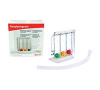 GIMA ref 33442 Entrenador respiratorio Respirogram, dispositivo para ejercer la respiración por inhalación con base, 3 bolas diferentes, una parte central transparente tripartida, tubo y boquilla