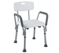 GIMA, Silla de ducha con respaldo y reposabrazos, capacidad 100 kg, confortable, práctica y resistente, 42907