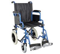 GIMA - Silla de ruedas Essex - Silla de ruedas para personas mayores y discapacitadas - Tela de color negro - Marco de color azul - Asiento 51 cm.