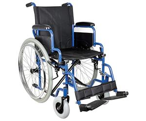 Gima - Silla de ruedas Oxford, asiento de tela negra, marco de acero y frenos de bloqueo en ruedas traseras, 46 cm, 43271