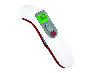 GIMA Termómetro De Frente Infrarrojo Láser Digital Profesional, Para Fiebre, Instantáneo, Sin Contacto, Para Bebés, Niños Y Adultos, Escáner Térmico Con Alarma, 2 AAA Incluidos, Idiomas It, Gr, Ro, Pl