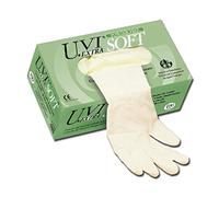 GIMA UVI Extra Soft - Guantes de examen vinilo elástico desechables, sin talco, no estériles, látex, DM clase I, EPI categoría riesgo III, tamaño Large, dispensador 100 ambidiestros