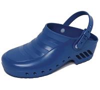 GIMA Zuecos Profesionales Con Cordón Reclinable Y Ajustable, Anatómicos, Unisex, Antideslizante, Antiestático, Empeine No Perforado, Suela Perforada, Color Azul, Talla 42 Eu, 1 Par